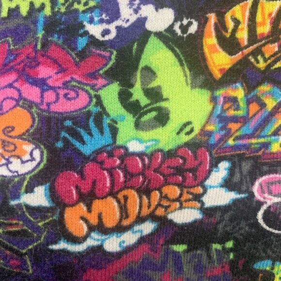 Disney Parks Purple Graffiti Hoodie Sweatshirt Mickey Mouse Unisex 3 4 Years XS - Picture 6 of 9